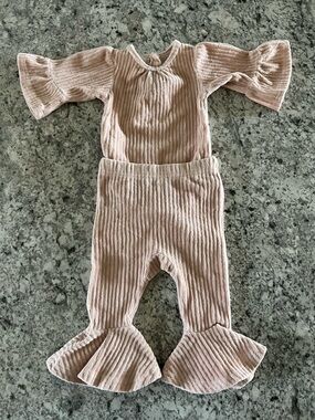 Rachel Zoe Pink Ribbed Bell Bottom Flare Outfit - 0-3 months